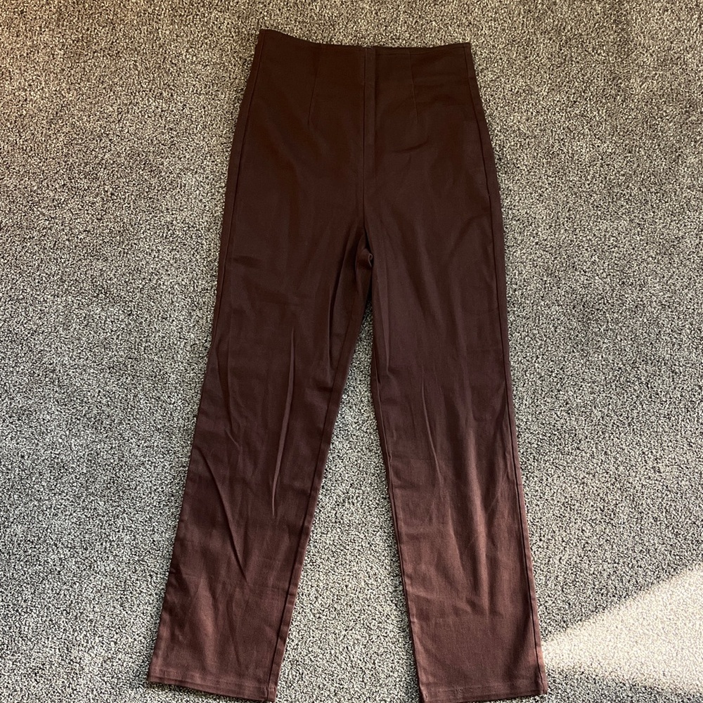 Reformation Rich Brown High Rise Trousers - Size 2